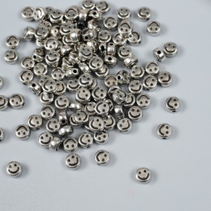 9284068 Бусина "Смайлик" серебро, 0.7х0.4см