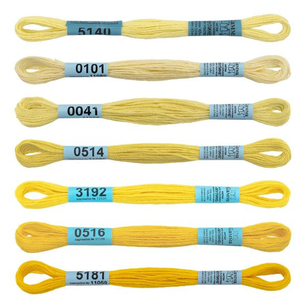 Нитки мулине Gamma, 100% хлопок, 8м (лимон), 1шт