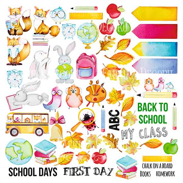 02037 Лист для вырезания "Cool school" от Фабрика Декору 02037 Лист для вырезания "Cool school" от Фабрика Декору