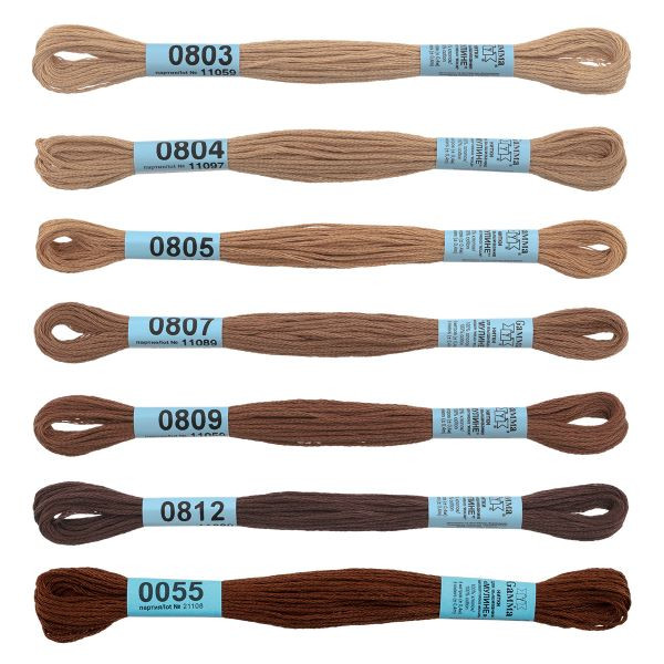 Нитки мулине Gamma, 100% хлопок (шоколад), 8м, 1шт