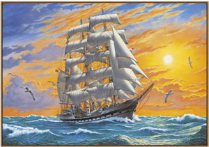 3549210 Алмазная мозаика «Фрегат» 50х35см
