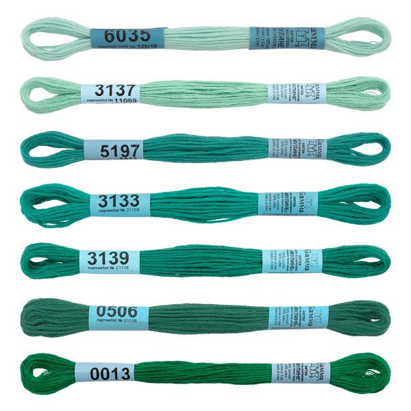 Нитки мулине Gamma, 100% хлопок, 8м (emerald), 1шт