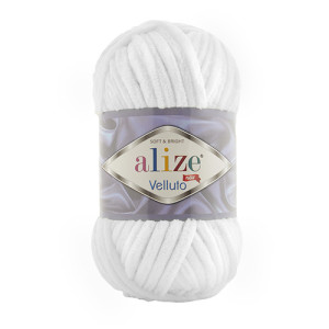 55 Пряжа Alize Velluto белый №55, 100гр