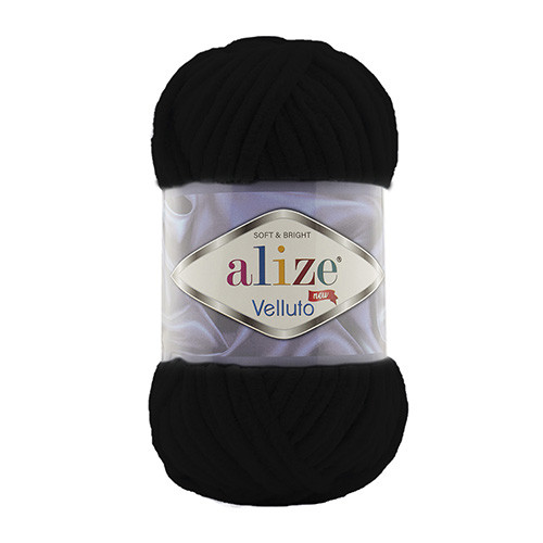 672081 Пряжа Alize Velluto черный №60, 100гр 672081 Пряжа Alize Velluto черный №60, 100гр