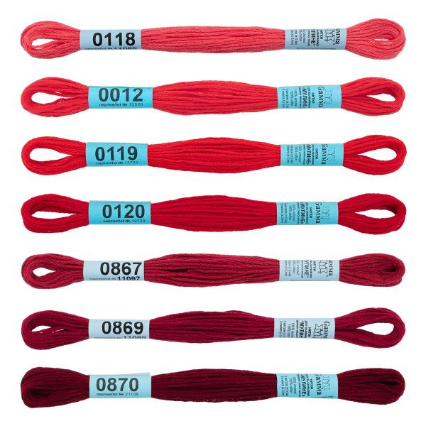Нитки мулине Gamma, 100% хлопок, 8м (сherry), 1шт