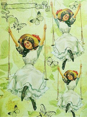 D-058 Переводная декупажная карта "Шалунья" от Vintage Design, формат А4, 1 шт  