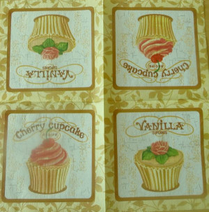304375/3 Салфетка бумажная для декупажа "Cupcakes", 33 х 33 см, 1 шт 