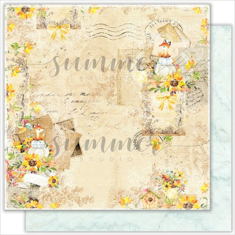 SS25072020-2 Бумага двусторонняя "Autumn letters", 30.5х30.5см, 190г/м2, 1л