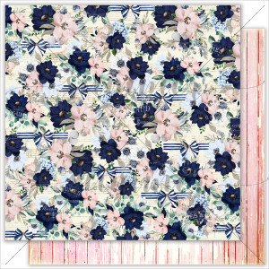 SS26022020-5 Лист двусторонней бумаги "MARINE BLOOM" от Summer Studio, 30,5 х 30,5 см, 190 г/м2, 1л