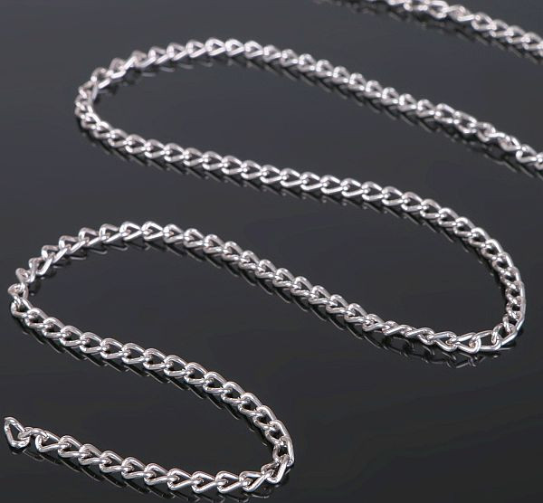 1515056 Цепочка, L60см, 0.8х3х4.6мм, 1шт, серебро, (без карабина)
