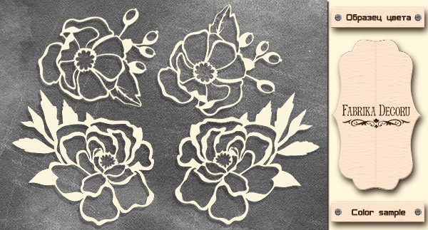 FDCH-301 Набор чипборда "Mind Flowers", цвет - молочный, 10х15см