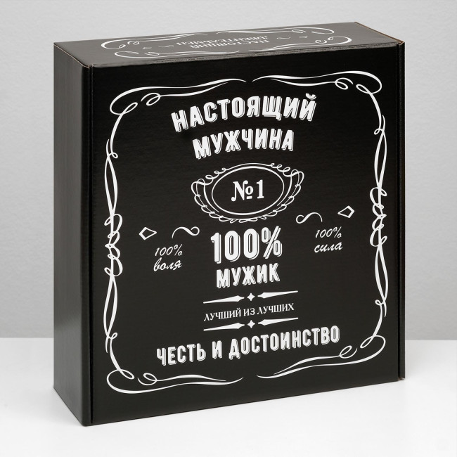 6383919 Коробка  "100% Мужик", 28.5х9.5х29.5см