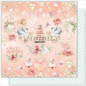 SS15122017-06 Лист плотной двусторонней бумаги "Tenderness" из коллекции "Just married", 30.5х30.5 см, 190г/м2, 1л