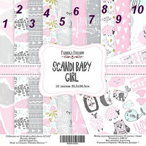 FDSP-01050  1/10 набора двухсторонней бумаги "Scandi Baby Girl" от Фабрики декору, 30,5 х 30,5 см, 1 л