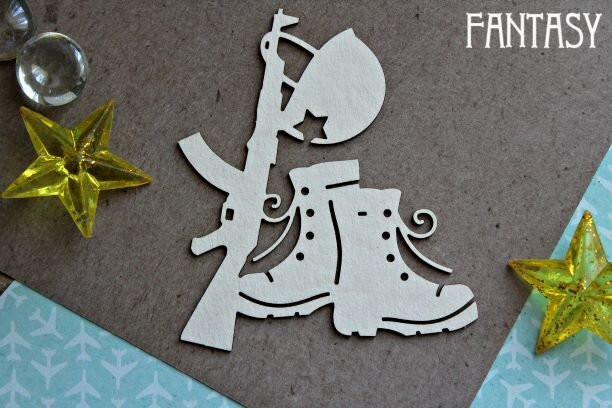 FCH-1195 Чипборд "Ботинки, каска, автомат", 8х5.5см