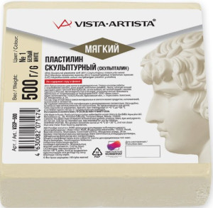 VSSP-500 Пластилин скульптурный белый №1, мягкий, 500г