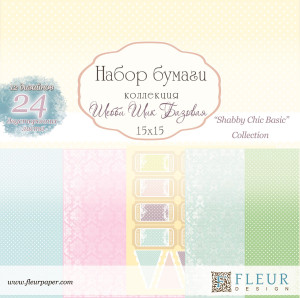 1000315 1/24 набора двухсторонней бумаги "Шебби Шик базовая" от FLEUR design, 15х15 см, 1 л