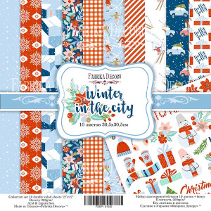 FDSP-01040 1/10 набора двусторонней бумаги "Winter in the city" от Фабрика Декору, 30,5х30,5см, 200 г/м2, 1 л