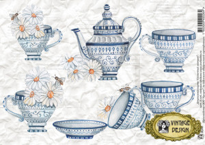 S-026 Декупажная карта "Солнечный завтрак" от Vintage Design, формат А4, 1 шт   