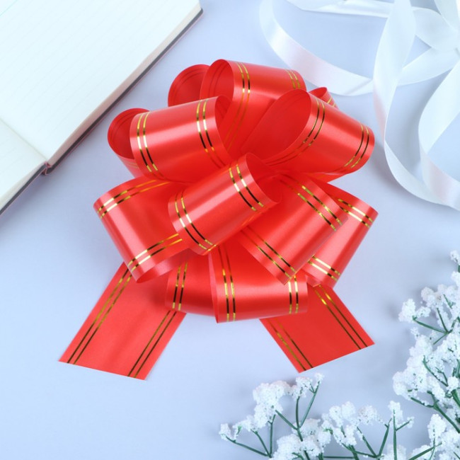 5078186 Бант-шар № 5 золотая полоса/красный, 15см, 1шт